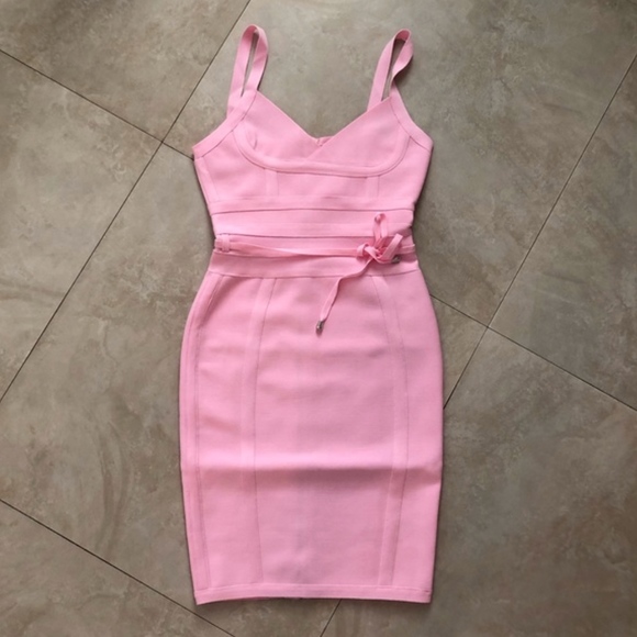 NWOT Belice Pink Tie Waist Bandage Dress - Picture 5 of 7